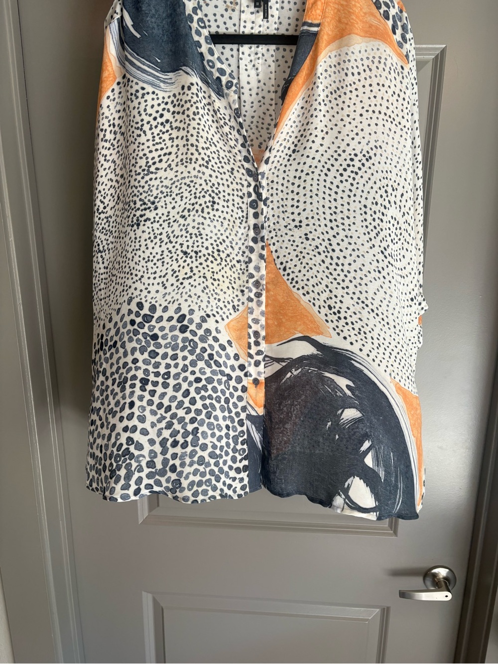NIC+ZOE Abstract Dot & Brushstroke A-Line Skirt in White, Black & Orange